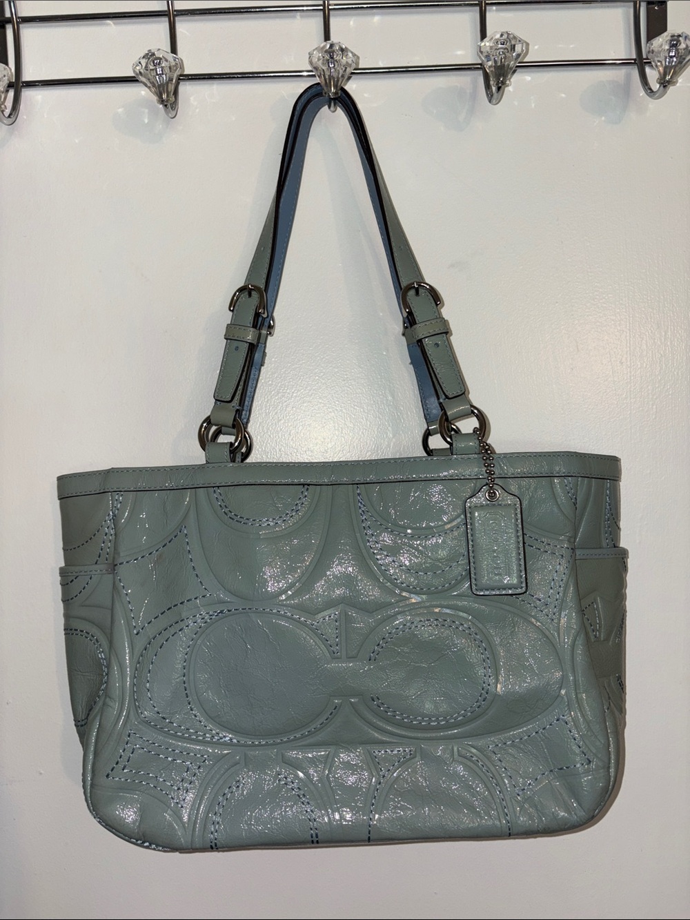 Coach Patent Leather Tote in Teal
